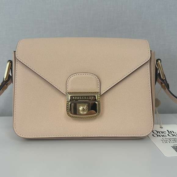 🔥🔥🔥Authentic Longchamp Le Pliage Heritage Blush Pink Leather Crossbody Bag - Picture 3 of 16